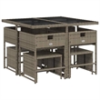 vidaXL 9 Piece Patio Dining Set with Cushions Gray Poly Rattan