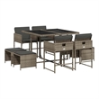 vidaXL 9 Piece Patio Dining Set with Cushions Gray Poly Rattan