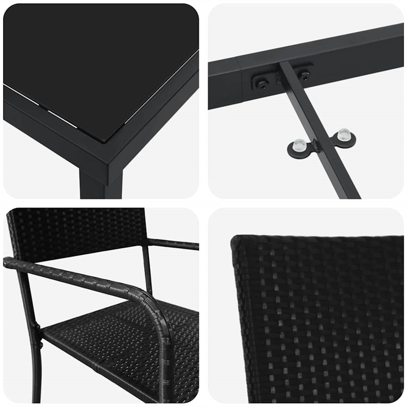 vidaxl garden dining set 9 pcs black poly rattan