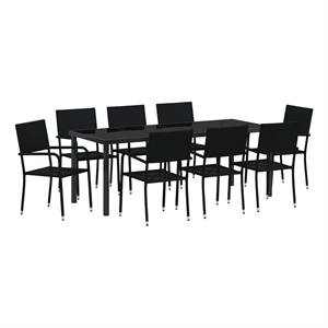 vidaXL Garden Dining Set 9 pcs Black Poly Rattan