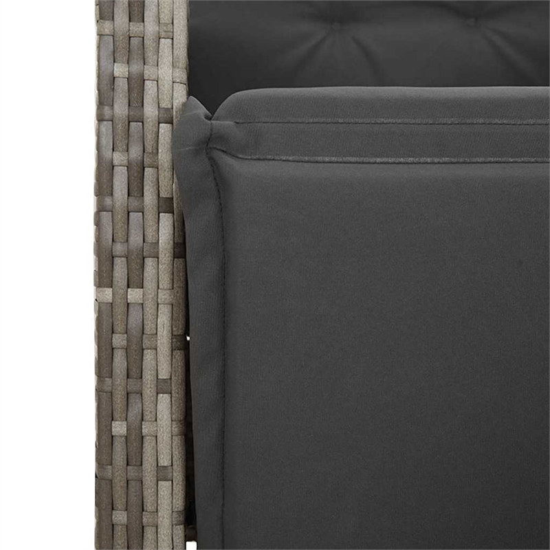vidaXL 3 Piece Bistro Set with Cushions Gray Poly Rattan