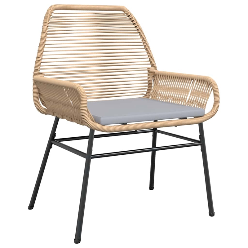 vidaXL 3 Piece Patio Dining Set with Cushions Brown Poly Rattan Glass