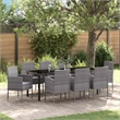 vidaXL Garden Dining Set 9 pcs Grey Poly Rattan