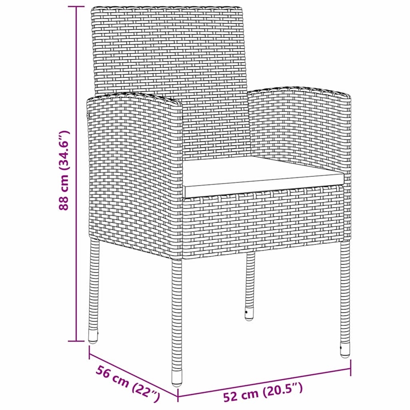 vidaXL Garden Dining Set 9 pcs Grey Poly Rattan