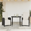 vidaXL 3 Piece Bistro Set with Cushions Black Poly Rattan