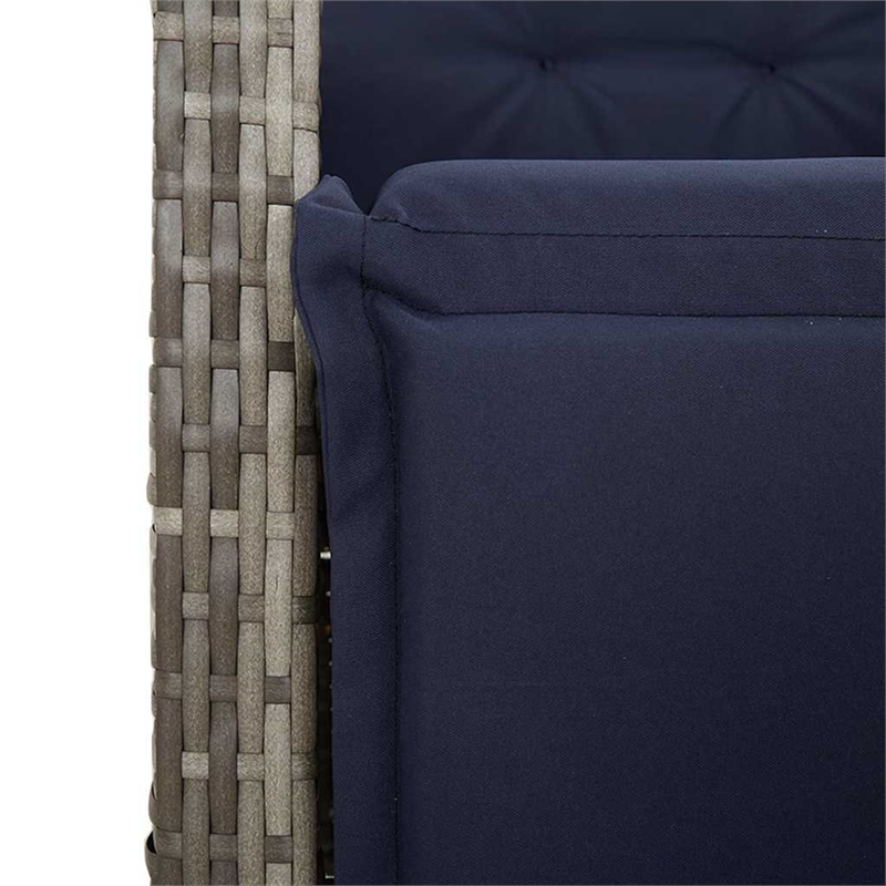 vidaXL 3 Piece Bistro Set with Cushions Gray Poly Rattan