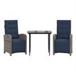 vidaXL 3 Piece Bistro Set with Cushions Gray Poly Rattan