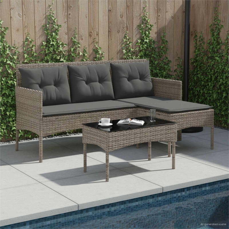vidaXL Garden Sofa Set 2 pcs Poly Rattan