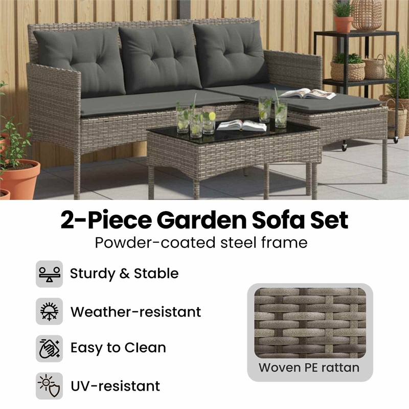 vidaXL Garden Sofa Set 2 pcs Poly Rattan