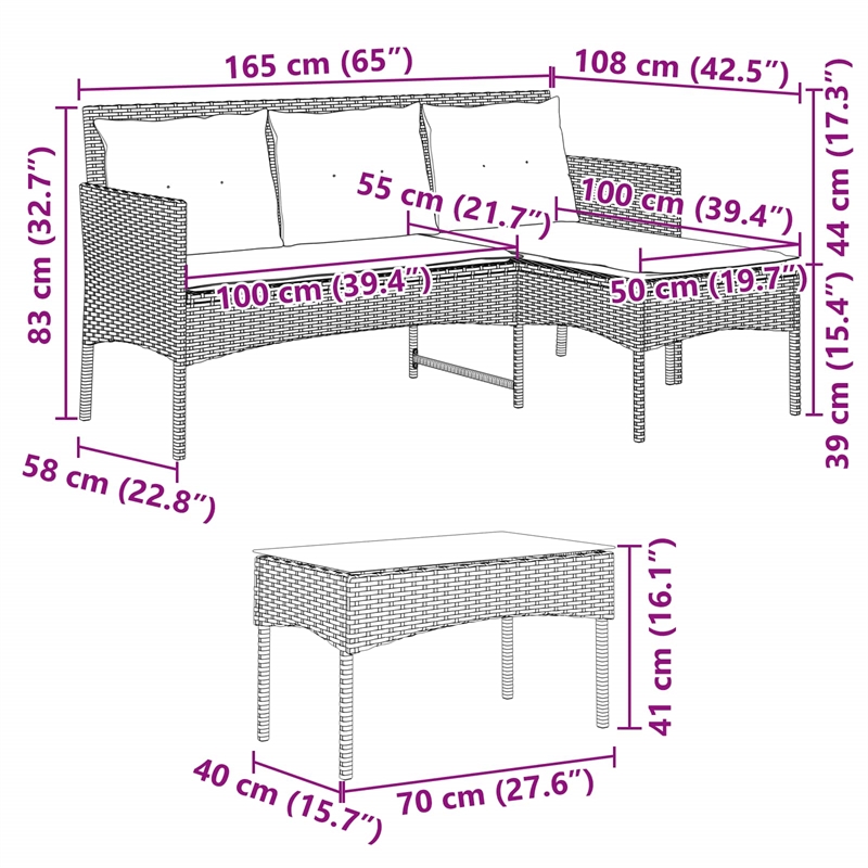 vidaXL Garden Sofa Set 2 pcs Poly Rattan