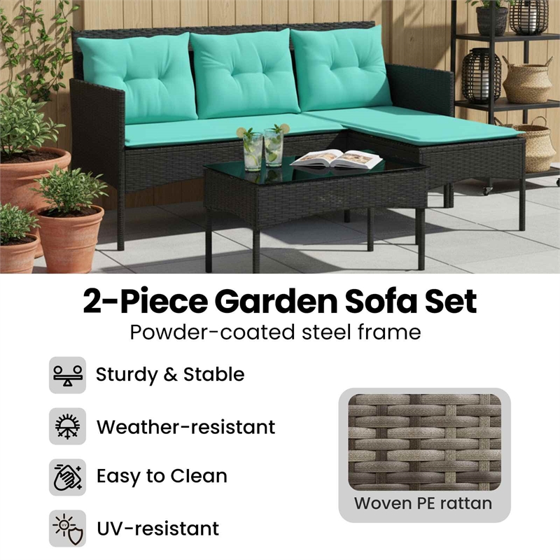 vidaXL Garden Sofa Set 2 pcs Poly Rattan