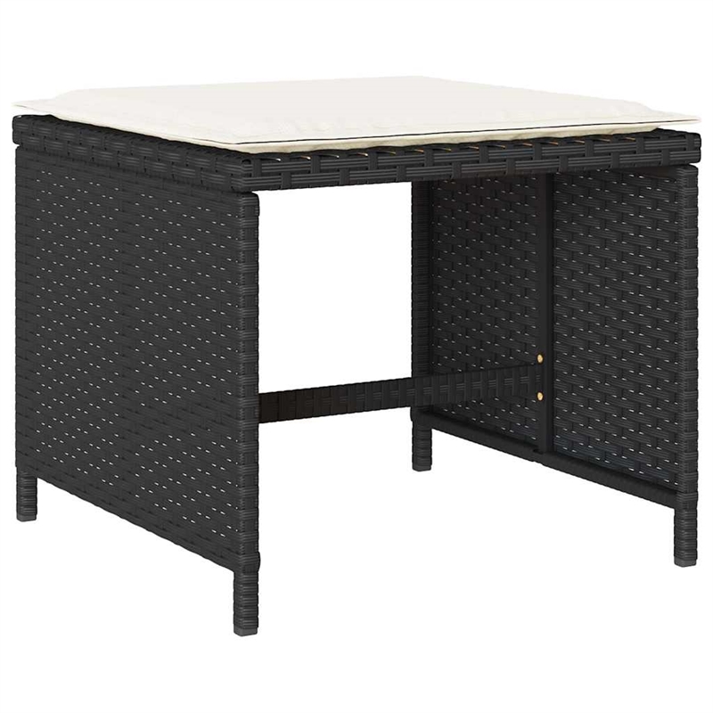 vidaXL 17 Piece Garden Dining Set with Cushions Black Poly Rattan