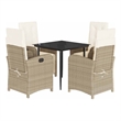 vidaXL 5 Piece Patio Dining Set with Cushions Beige Poly Rattan
