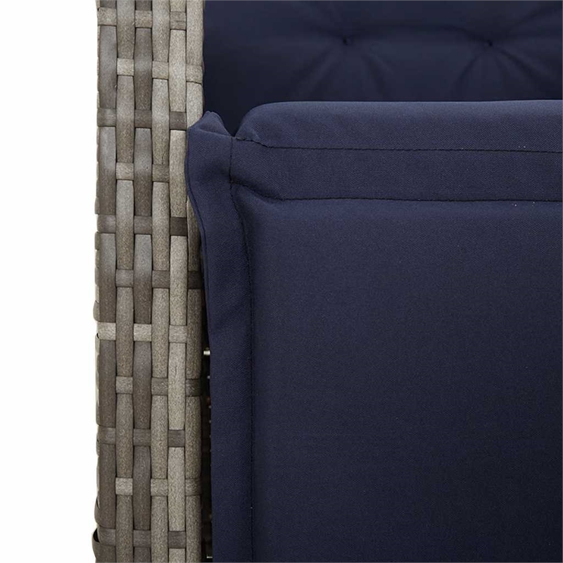 vidaXL 3 Piece Bistro Set with Cushions Gray Poly Rattan