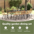 vidaXL Garden Dining Set 9 pcs Brown Powder-Coated Steel