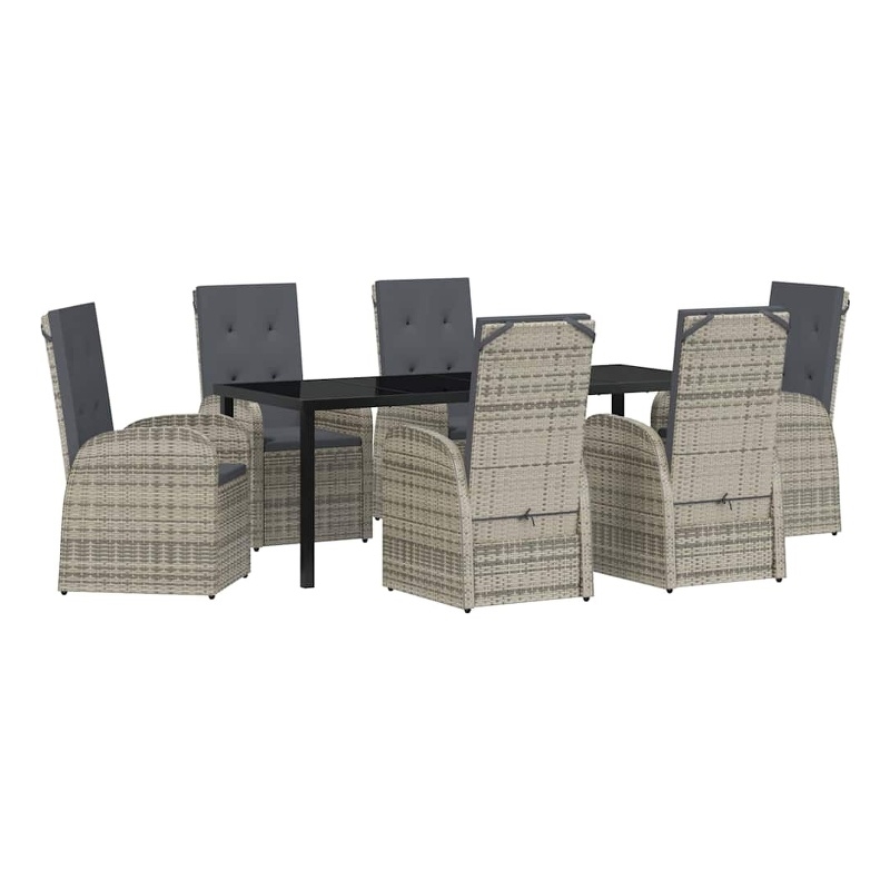 vidaXL Garden Dining Set 7 pcs Grey Poly Rattan