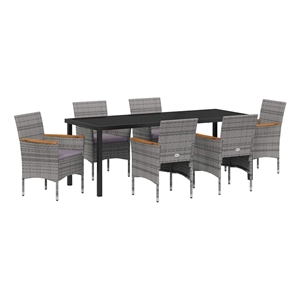 vidaXL Garden Dining Set 7 pcs Grey Poly Rattan