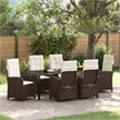 vidaXL Garden Dining Set 7 pcs Brown Poly Rattan