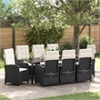 vidaXL Garden Dining Set 9 pcs Black Poly Rattan