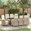 vidaXL Garden Dining Set 9 pcs Beige Poly Rattan