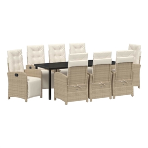 vidaXL Garden Dining Set 9 pcs Beige Poly Rattan