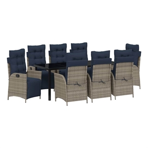 vidaXL Garden Dining Set 9 pcs Grey and Black Rattan