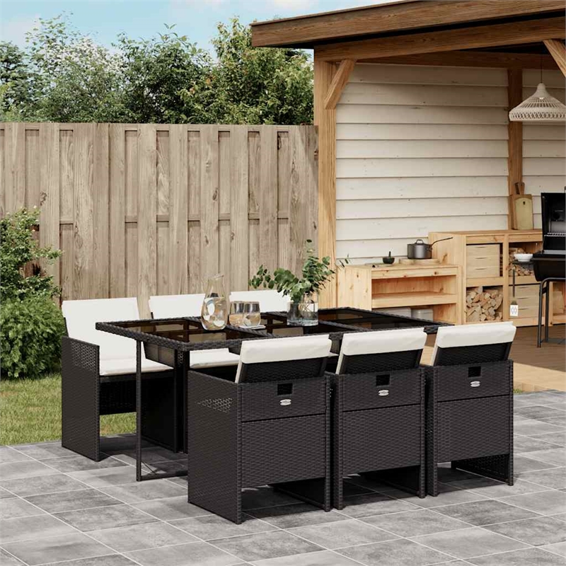vidaXL Garden Dining Set Black/Cream White