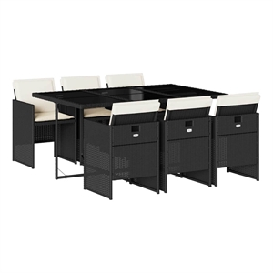 vidaXL Garden Dining Set Black/Cream White
