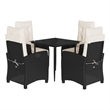vidaXL 5 Piece Patio Dining Set with Cushions Black Poly Rattan
