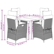vidaXL 5 Piece Patio Dining Set with Cushions Black Poly Rattan