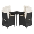 vidaXL 5 Piece Patio Dining Set with Cushions Black Poly Rattan