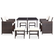 vidaXL 9 Piece Patio Dining Set with Cushions Poly Rattan Brown