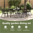 vidaXL Garden Dining Set 7 pcs Black Powder-Coated Steel