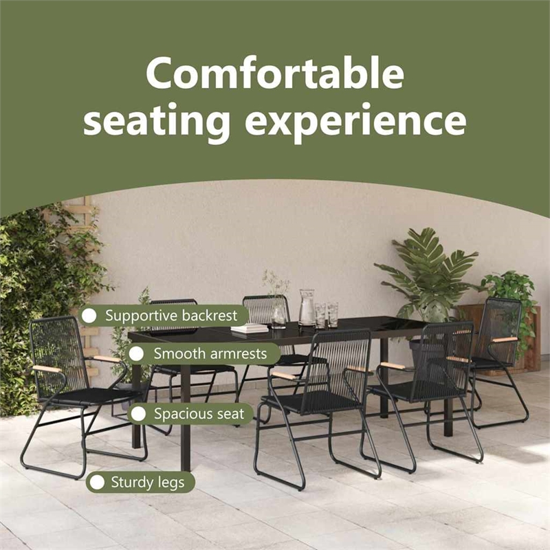 vidaXL Garden Dining Set 7 pcs Black Powder-Coated Steel