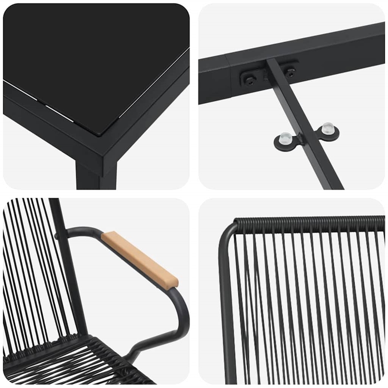 vidaXL Garden Dining Set 7 pcs Black Powder-Coated Steel