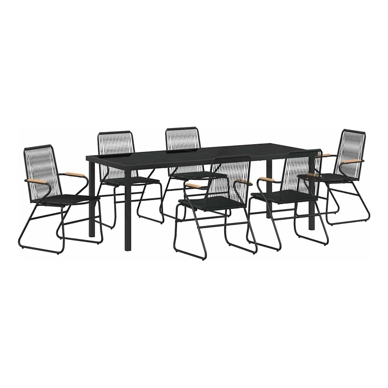 vidaXL Garden Dining Set 7 pcs Black Powder-Coated Steel