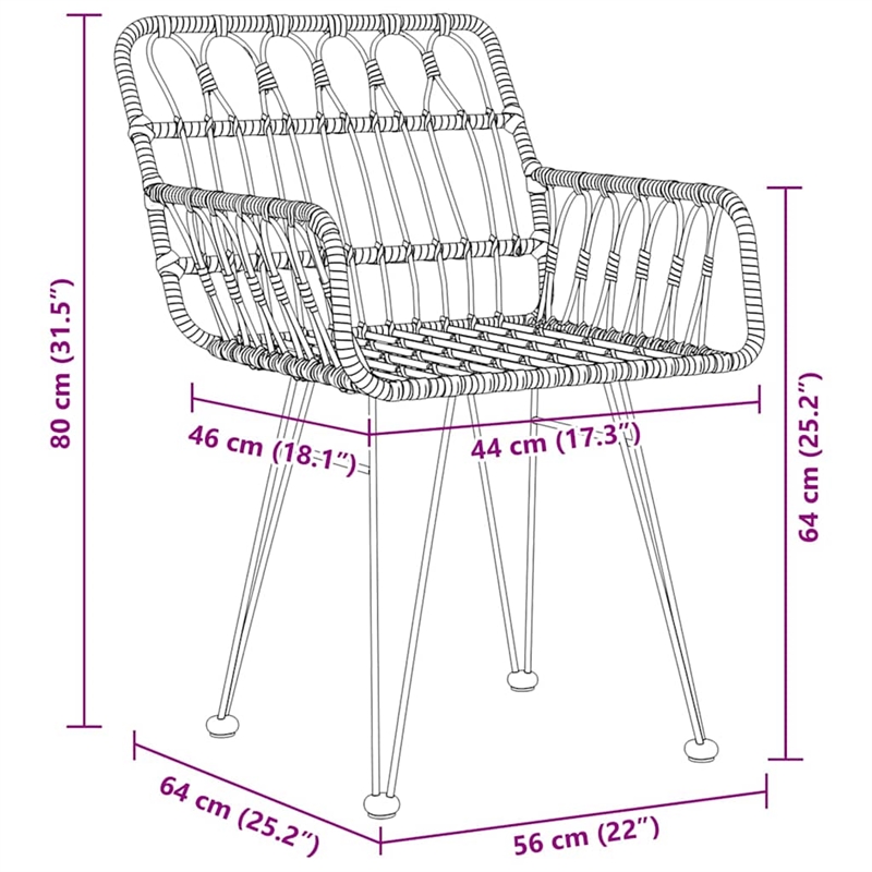 vidaXL Garden Dining Set 7 pcs Black Powder-Coated Steel