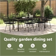 vidaXL Garden Dining Set 7 pcs Black Powder-Coated Steel