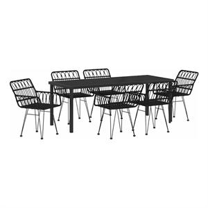 vidaXL Garden Dining Set 7 pcs Black Powder-Coated Steel