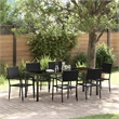 vidaXL Garden Dining Set 7 pcs Black Poly Rattan