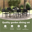 vidaXL Garden Dining Set 7 pcs Black Poly Rattan