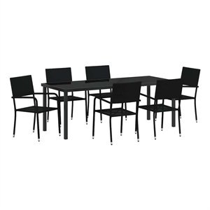 vidaXL Garden Dining Set 7 pcs Black Poly Rattan