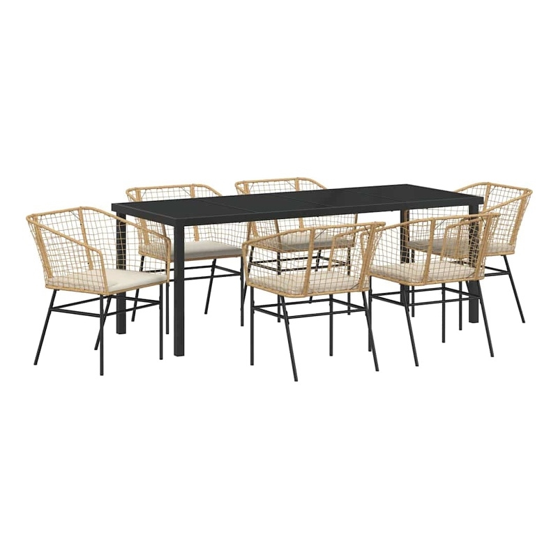 vidaXL Garden Dining Set 7 pcs Brown Poly Rattan
