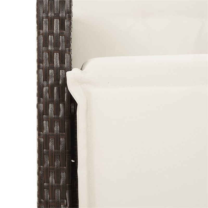 vidaXL 3 Piece Patio Dining Set with Cushions Brown Poly Rattan