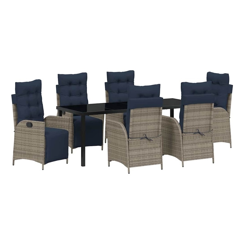 vidaXL Garden Dining Set 7 pcs Grey and Black Rattan