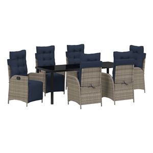 vidaXL Garden Dining Set 7 pcs Grey and Black Rattan