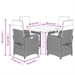 vidaXL 5 Piece Patio Dining Set with Cushions Black Poly Rattan