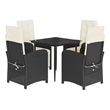 vidaXL 5 Piece Patio Dining Set with Cushions Black Poly Rattan