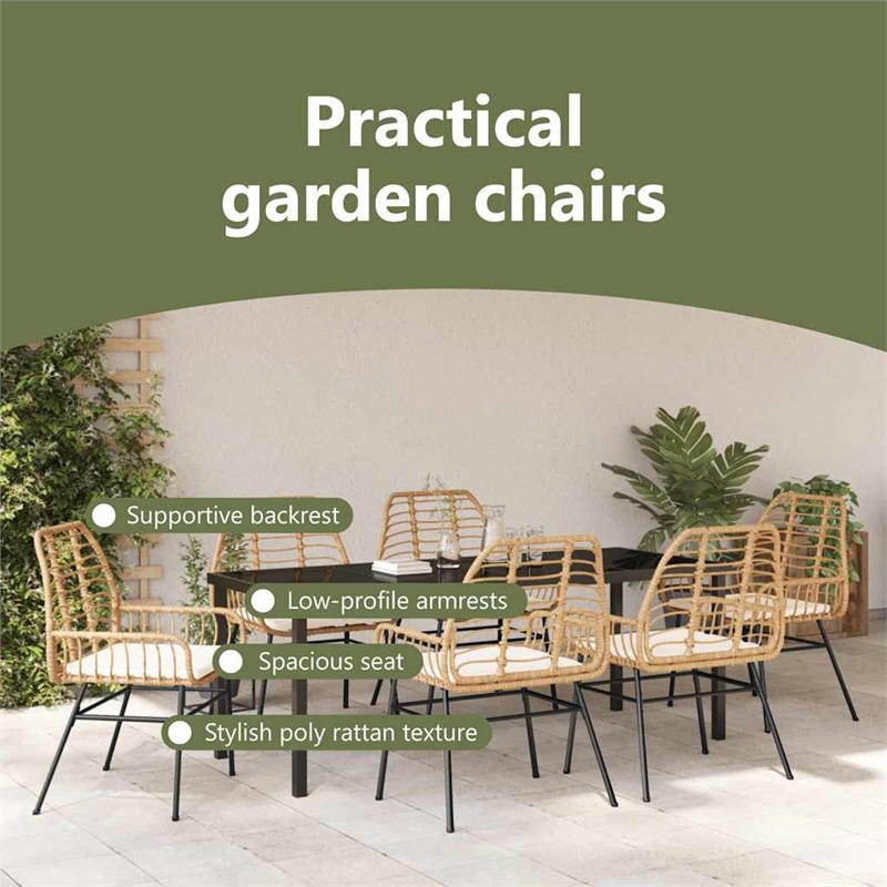 vidaXL Garden Dining Set 7 pcs Brown Poly Rattan