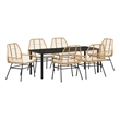 vidaXL Garden Dining Set 7 pcs Brown Poly Rattan